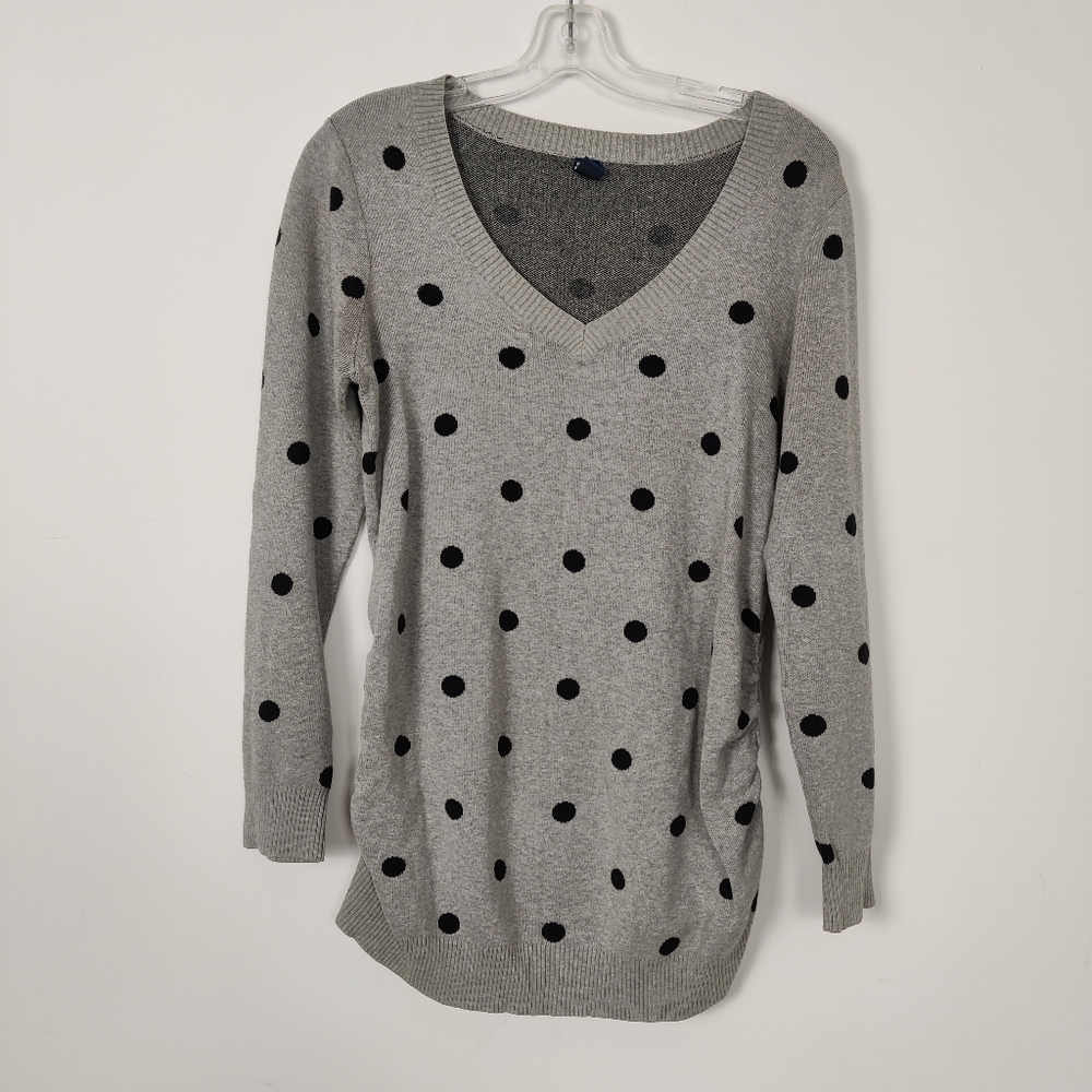 Old Navy Gray Polka Dot Sweater Size Large Maternity Pregnancy 100% Cotton